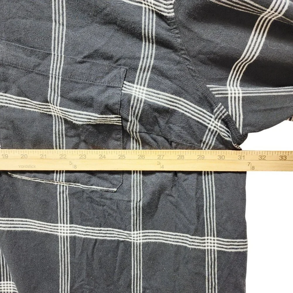 Ava & Viv Black White Plaid Button-Up Womens Shirt Plus Size 3X Long Sleeve - Picture 7 of 7